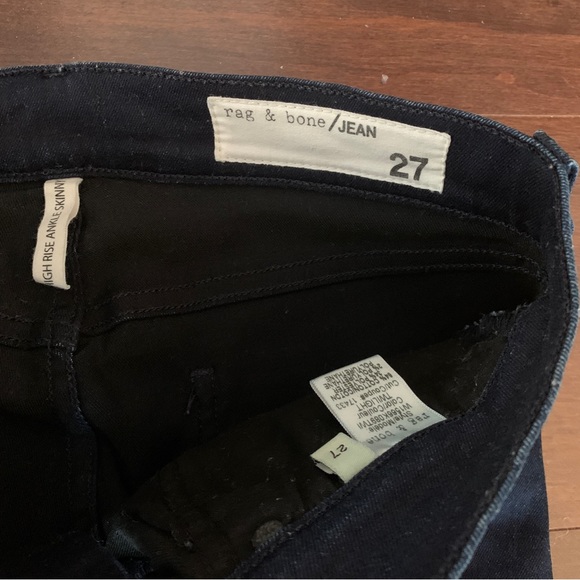 RAG & BONE/JEAN Size 27 High Waist Ankle Skinny Jeans Twilight Dark Even Wash - Picture 8 of 8
